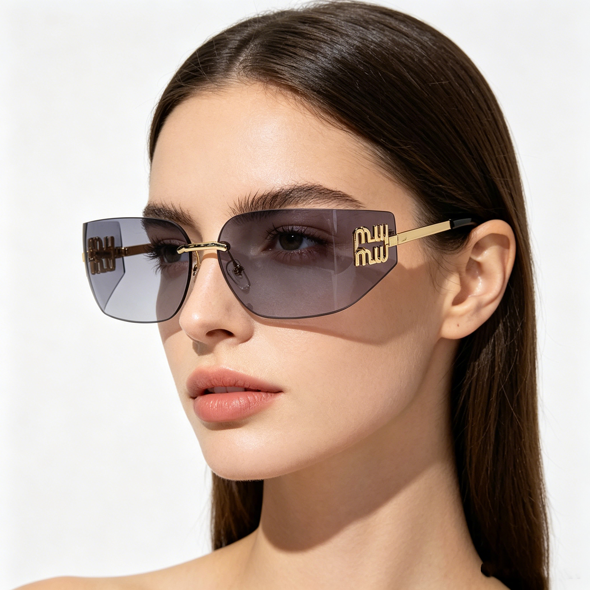 Women's Metal Frameless Sunglasses: Slim-Frame, Fashionable, Unique, Retro, and Trendy