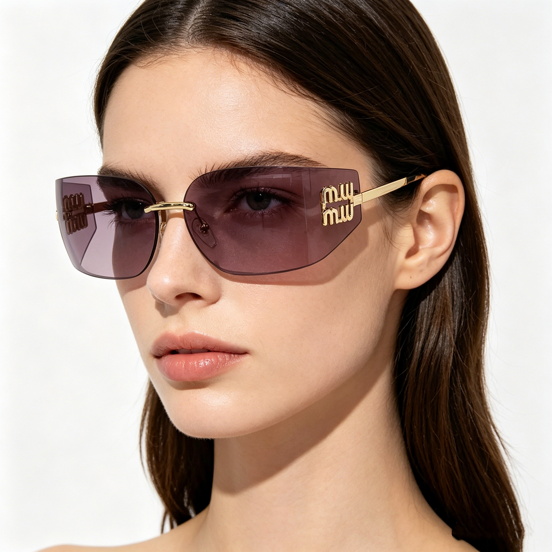 Women's Metal Frameless Sunglasses: Slim-Frame, Fashionable, Unique, Retro, and Trendy