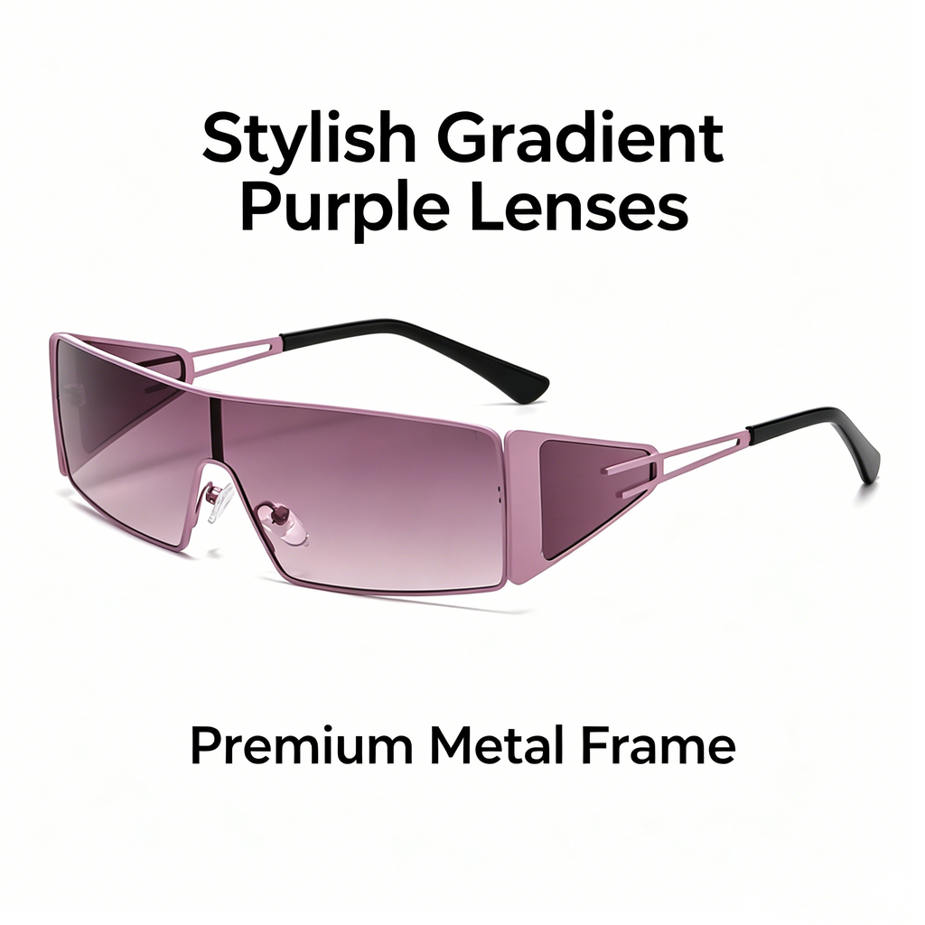 Retro Metal Punk Rectangular Oversized Rectangular Sunglasses