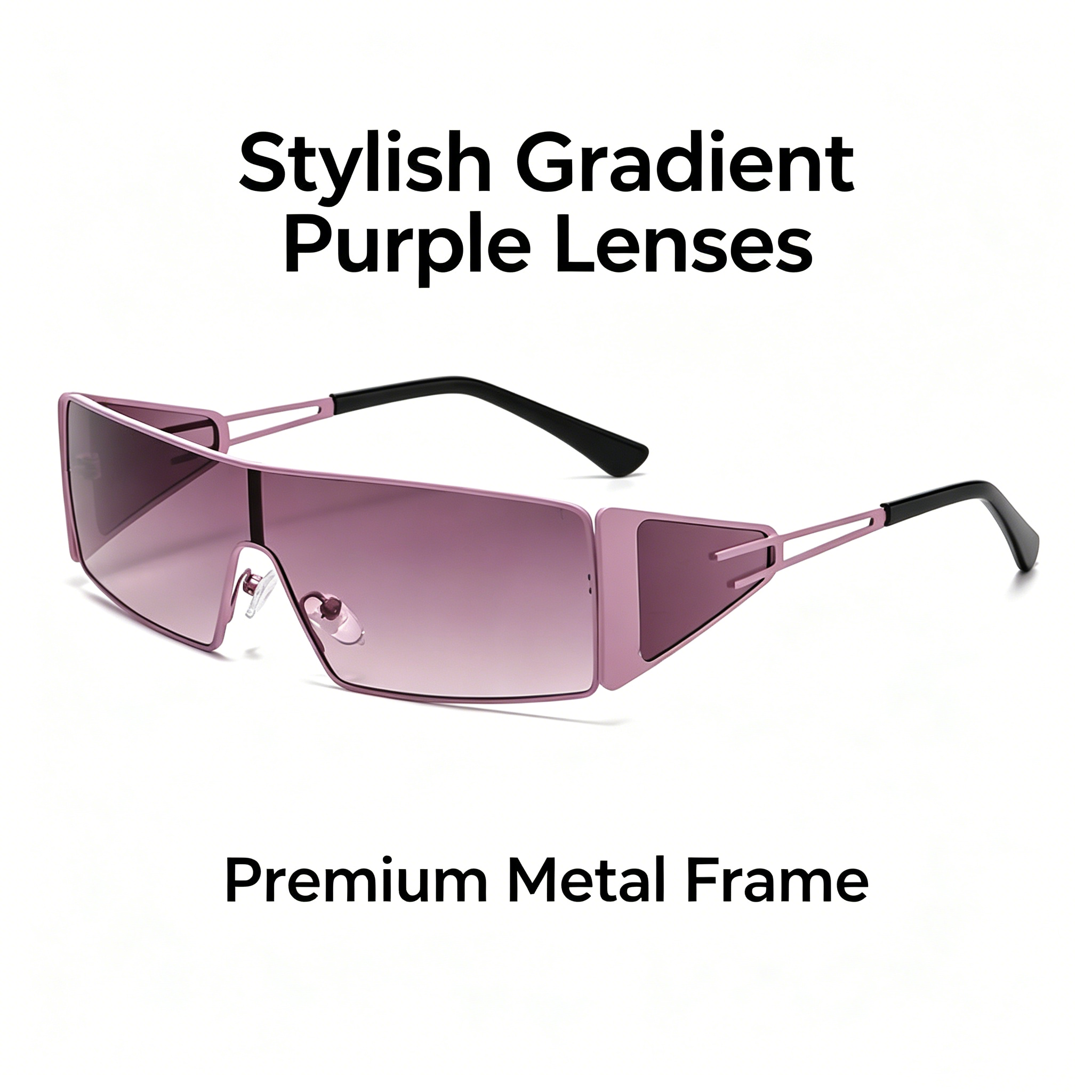 Retro Metal Punk Rectangular Oversized Rectangular Sunglasses