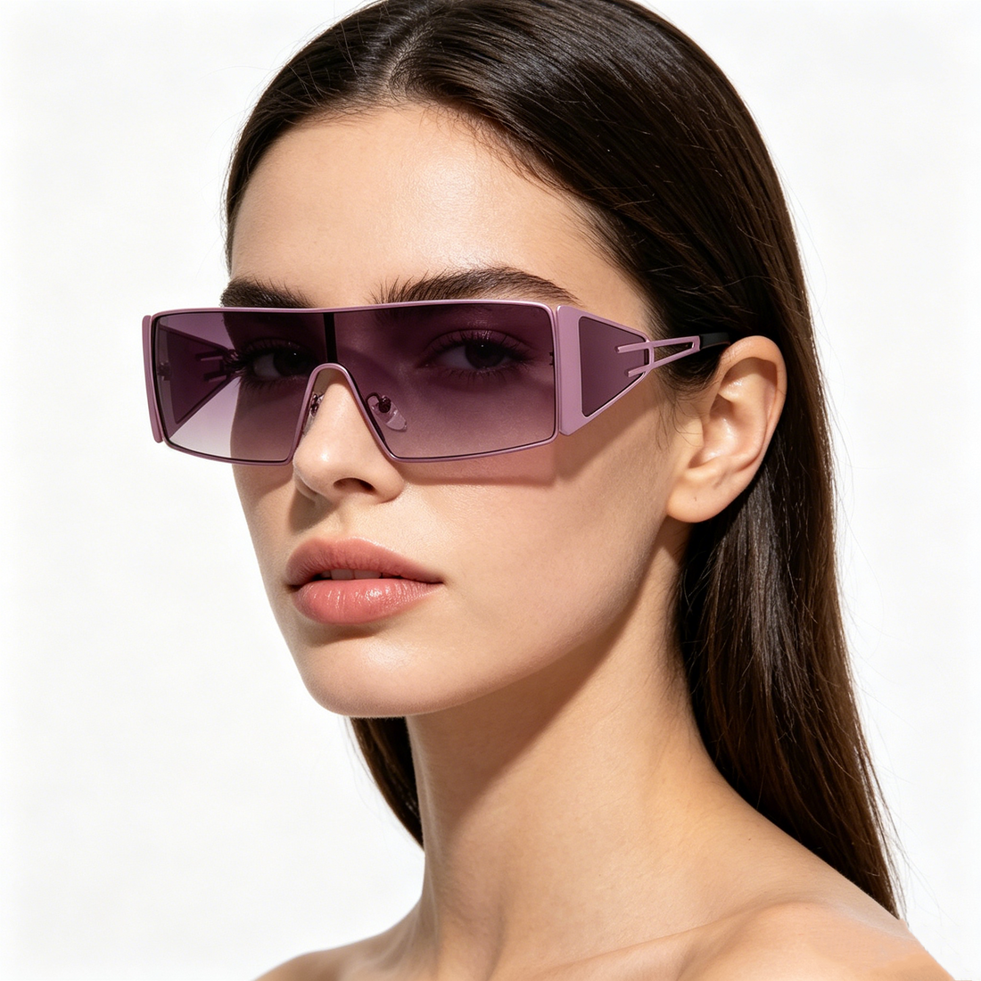 Retro Metal Punk Rectangular Oversized Rectangular Sunglasses