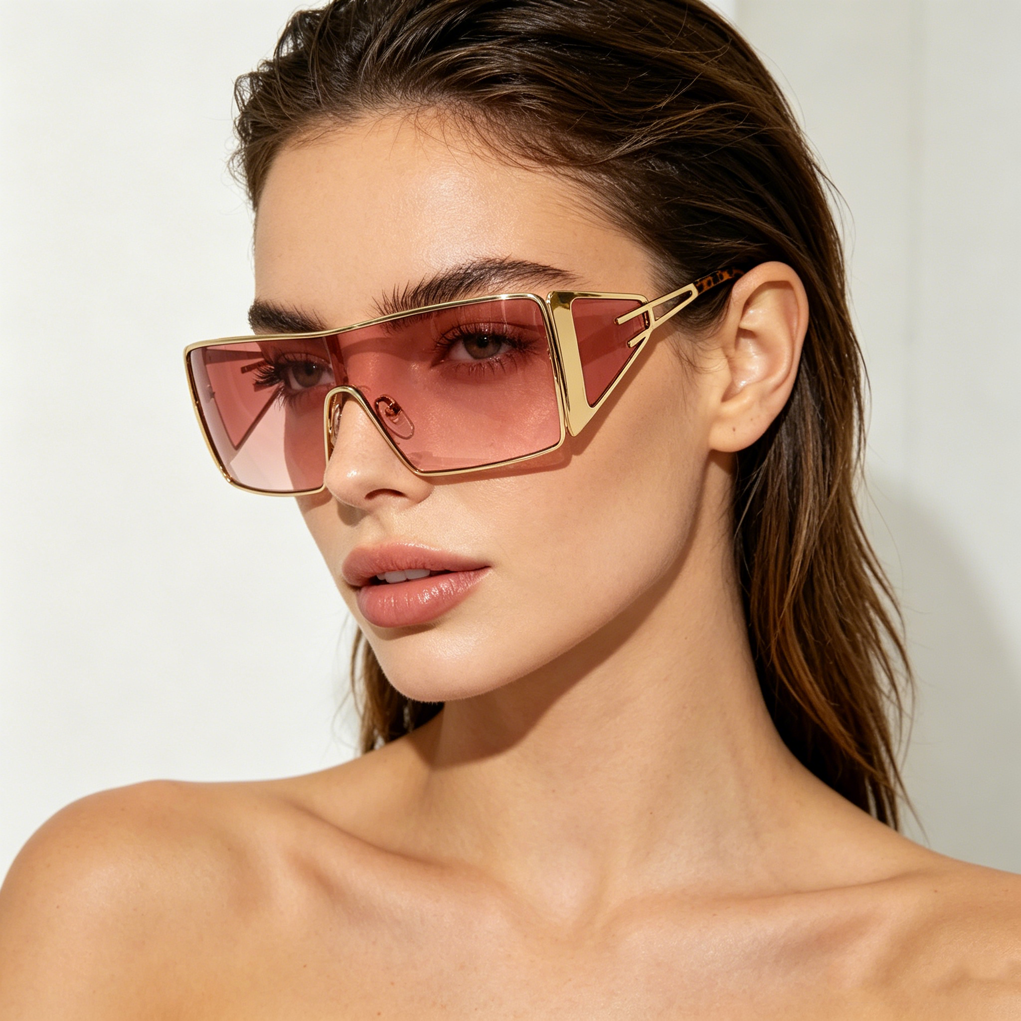 Retro Metal Punk Rectangular Oversized Rectangular Sunglasses