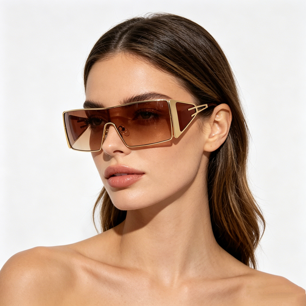 Retro Metal Punk Rectangular Oversized Rectangular Sunglasses