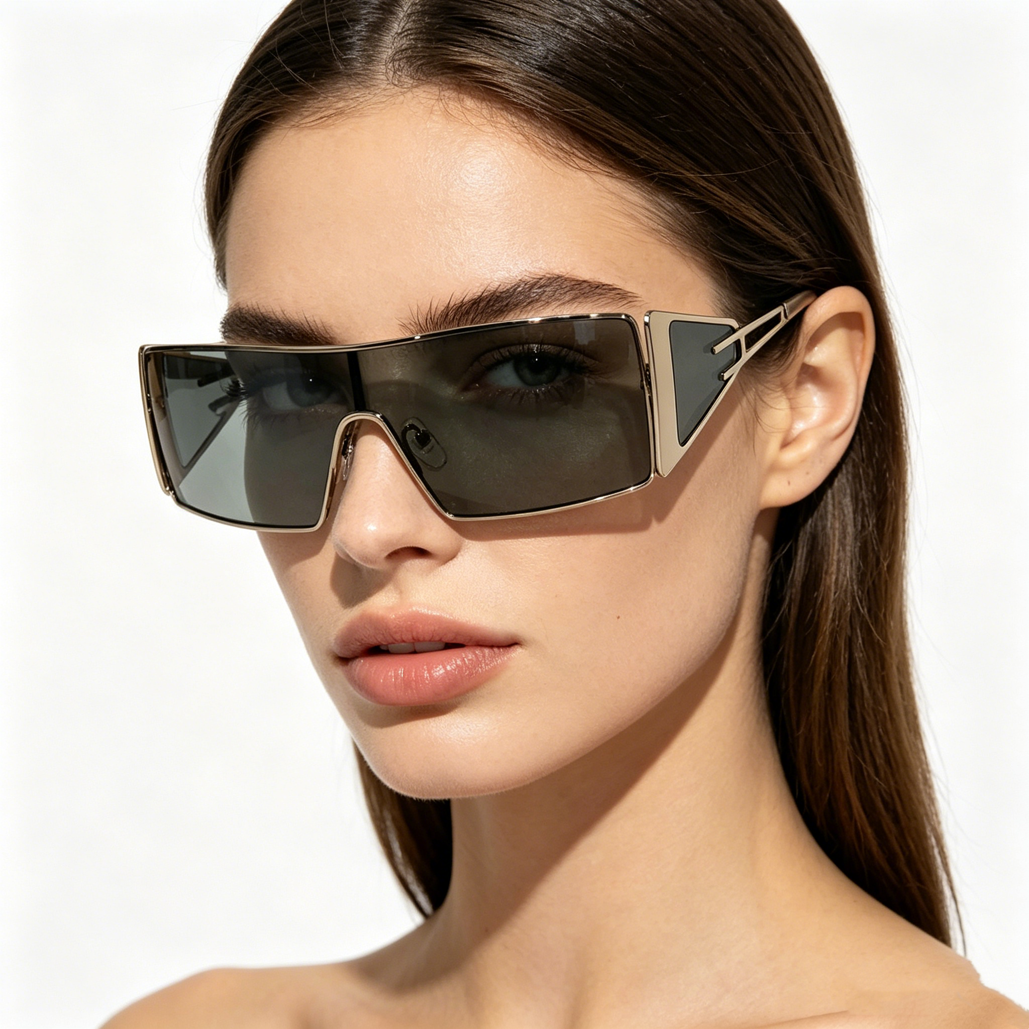 Retro Metal Punk Rectangular Oversized Rectangular Sunglasses