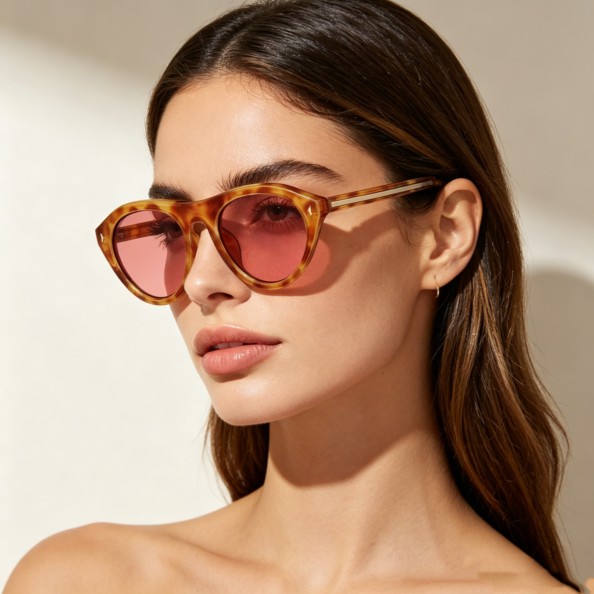 Leopard-print oval sunglasses with UV protection