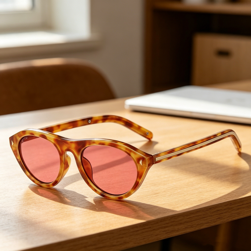Leopard-print oval sunglasses with UV protection