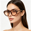 Leopard-print oval sunglasses with UV protection