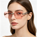 Frameless Square Bow-Shaped Sunglasses for Women: Star-Patterned Sunglasses