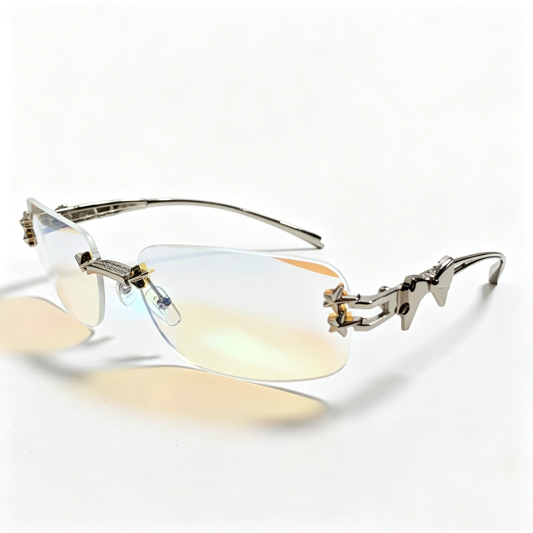 Frameless Square Bow-Shaped Sunglasses for Women: Star-Patterned Sunglasses