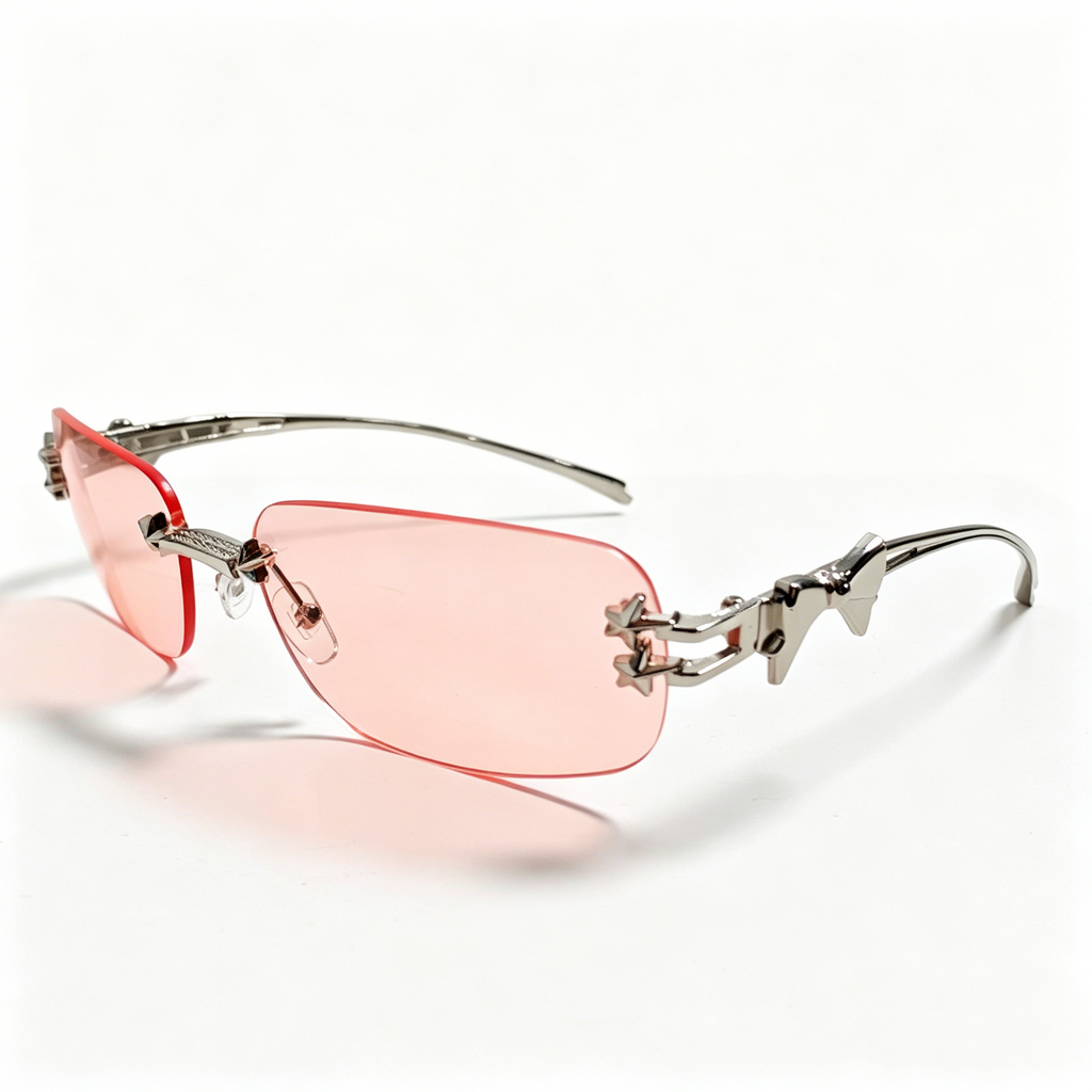 Frameless Square Bow-Shaped Sunglasses for Women: Star-Patterned Sunglasses