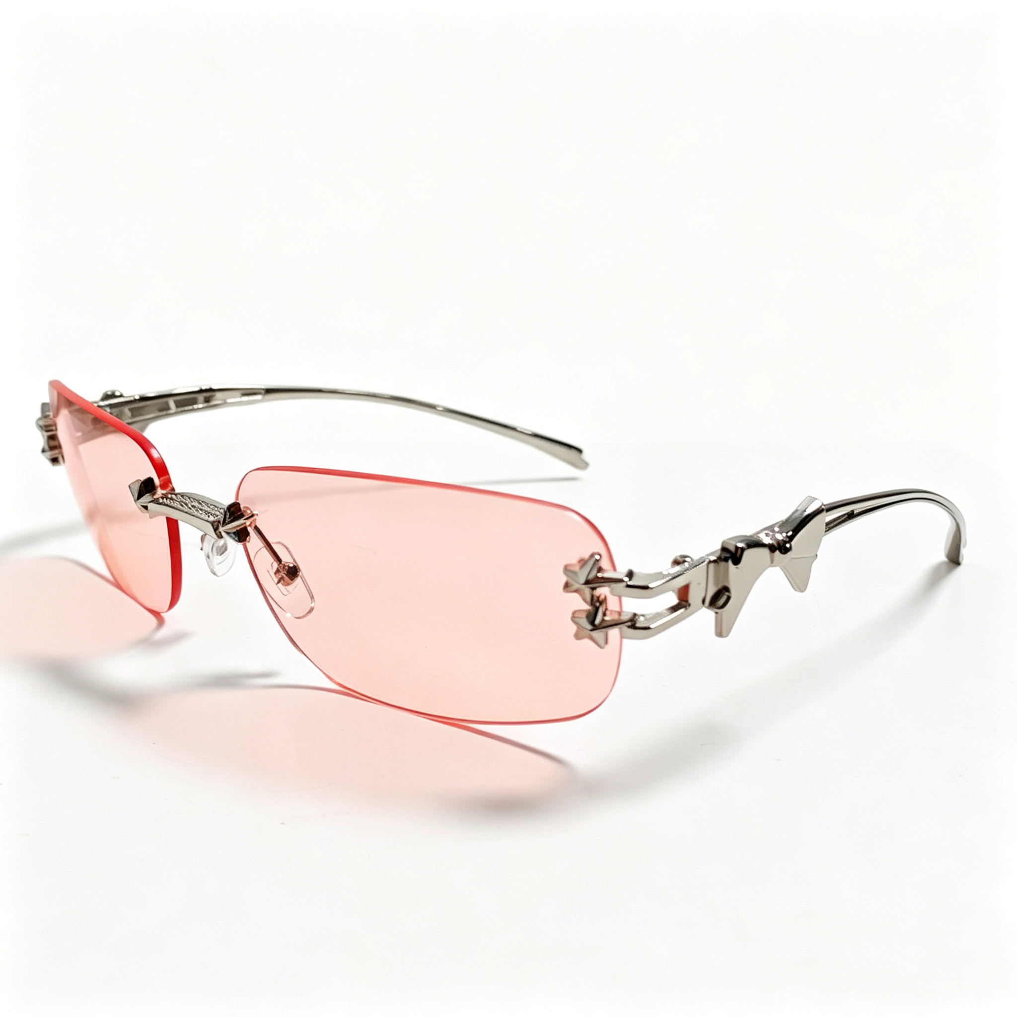 Frameless Square Bow-Shaped Sunglasses for Women: Star-Patterned Sunglasses