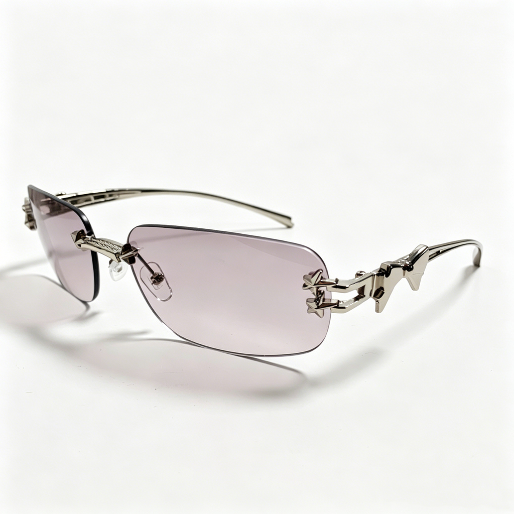 Frameless Square Bow-Shaped Sunglasses for Women: Star-Patterned Sunglasses