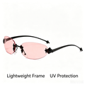 Women's Star-Patterned Oval Cat-Eye Frameless Sunglasses