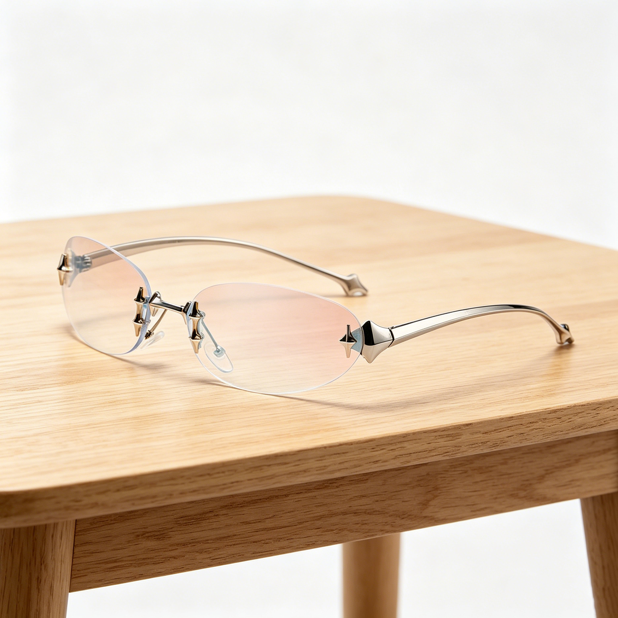 Women's Star-Patterned Oval Cat-Eye Frameless Sunglasses