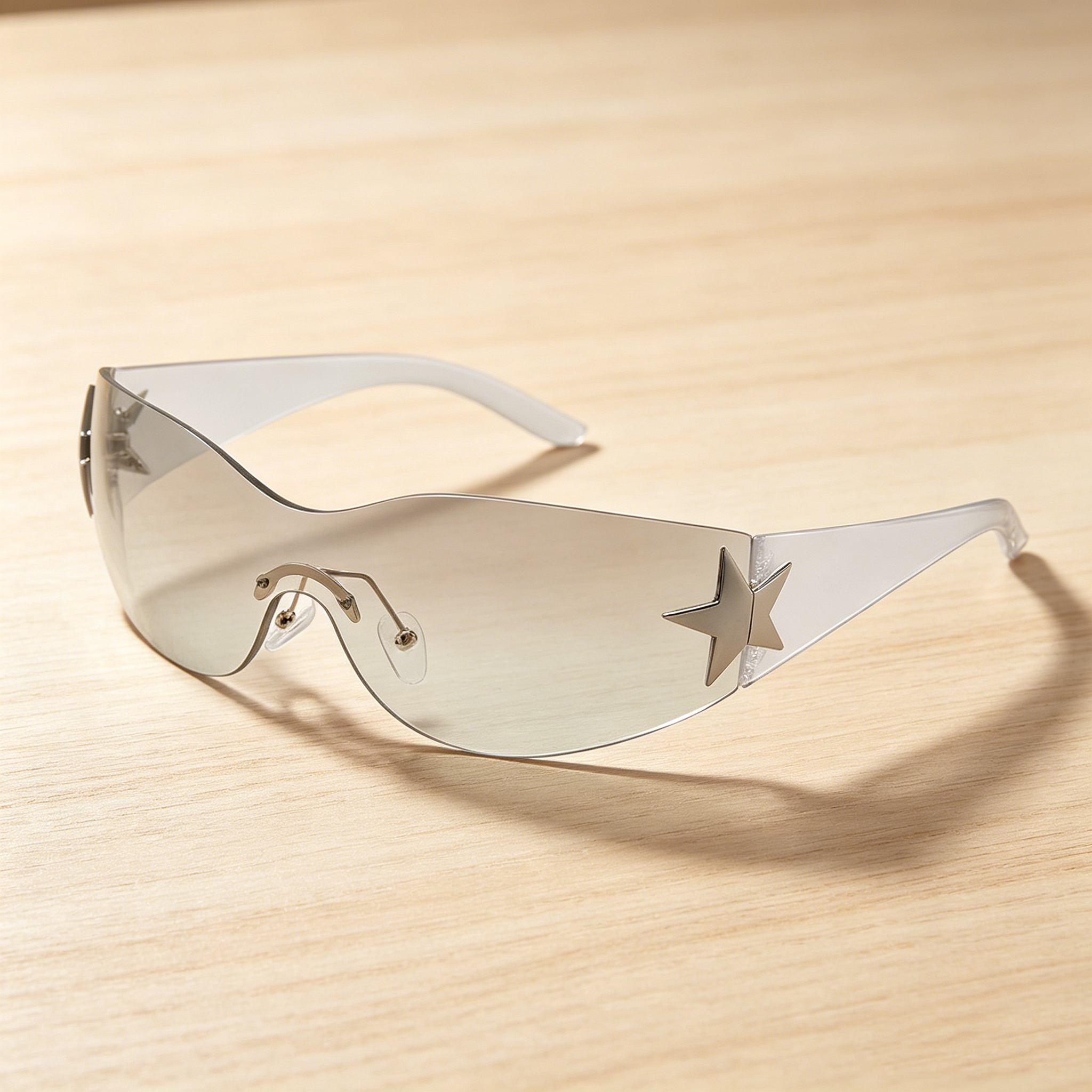 Unisex One-Piece Pilot Sunglasses with Star-Shaped Lenses