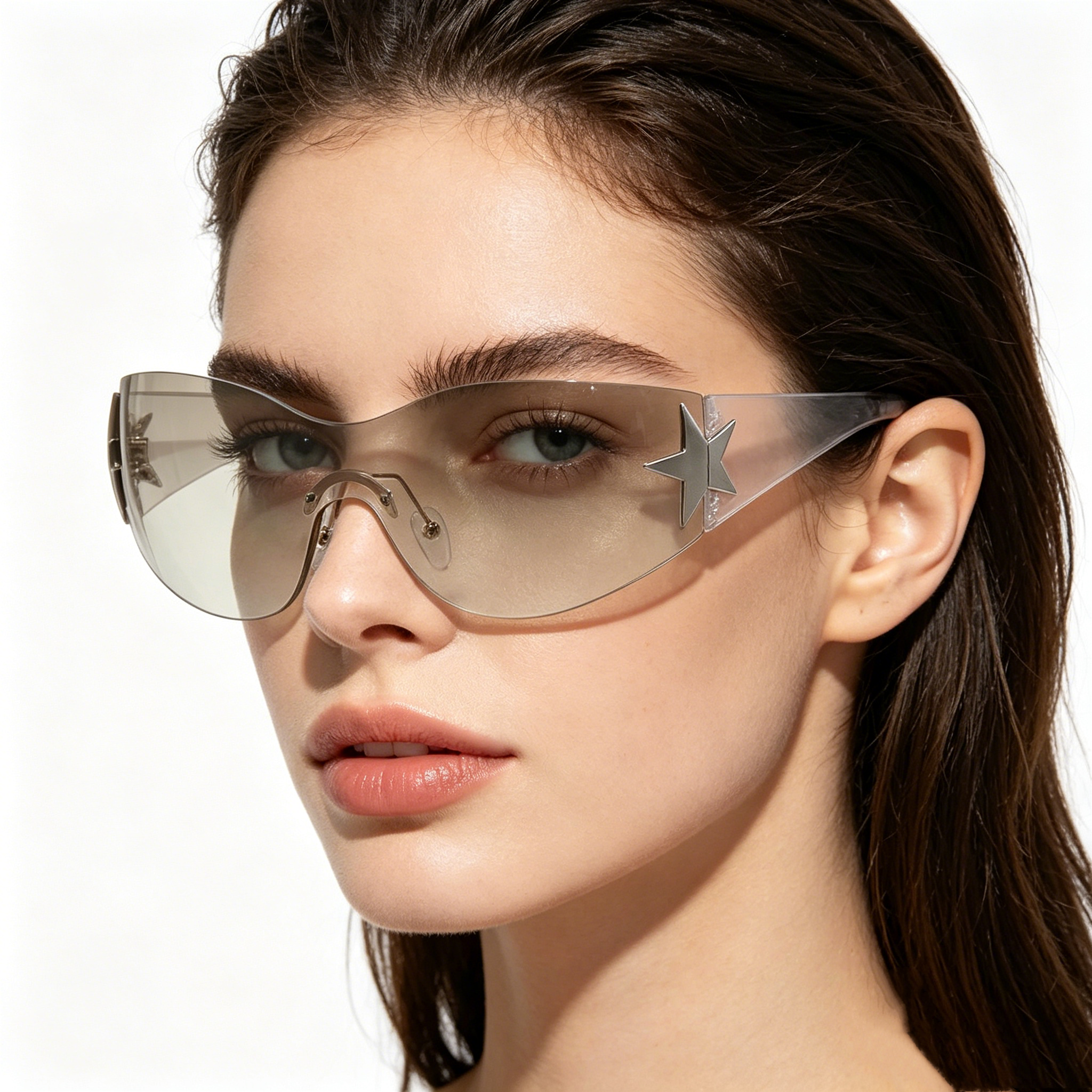 Unisex One-Piece Pilot Sunglasses with Star-Shaped Lenses
