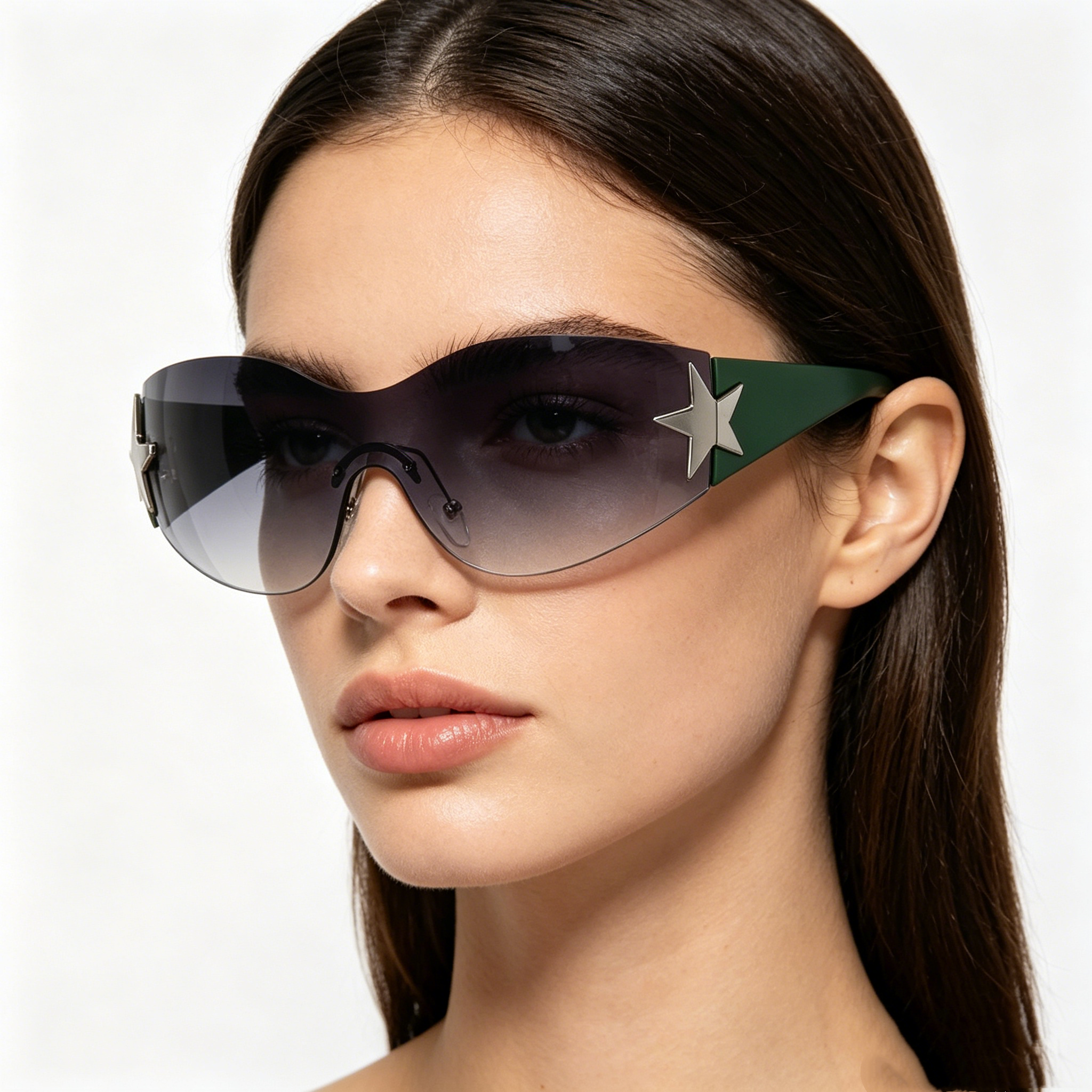 Unisex One-Piece Pilot Sunglasses with Star-Shaped Lenses