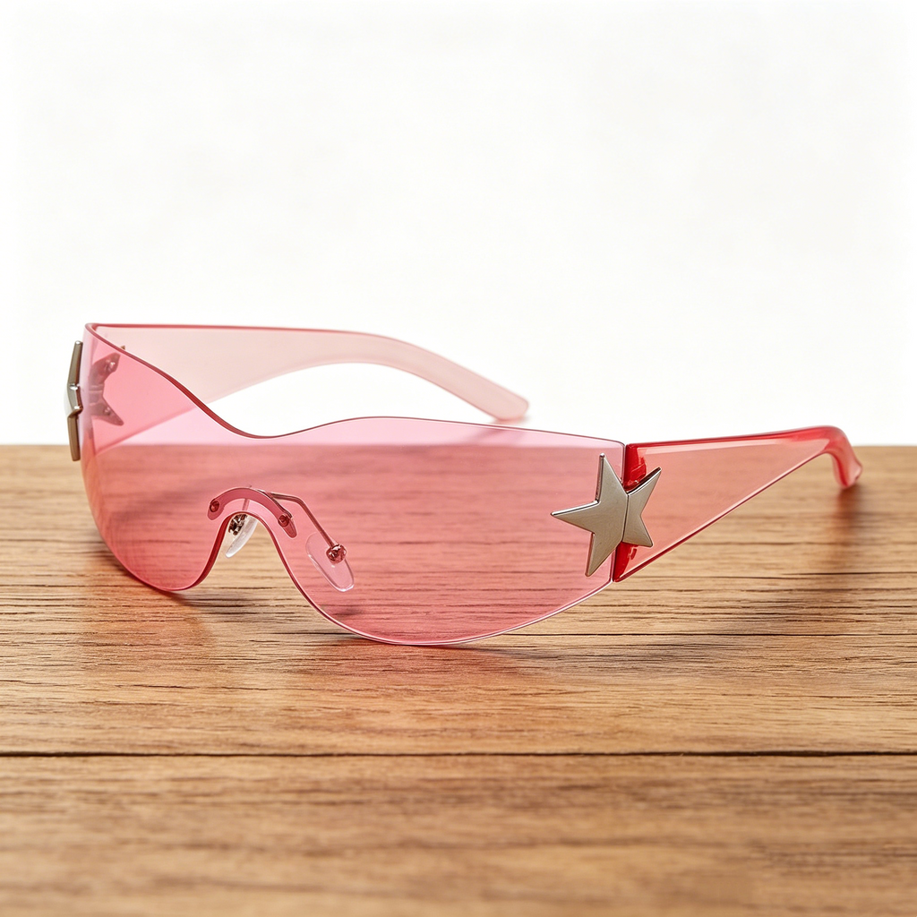 Unisex One-Piece Pilot Sunglasses with Star-Shaped Lenses