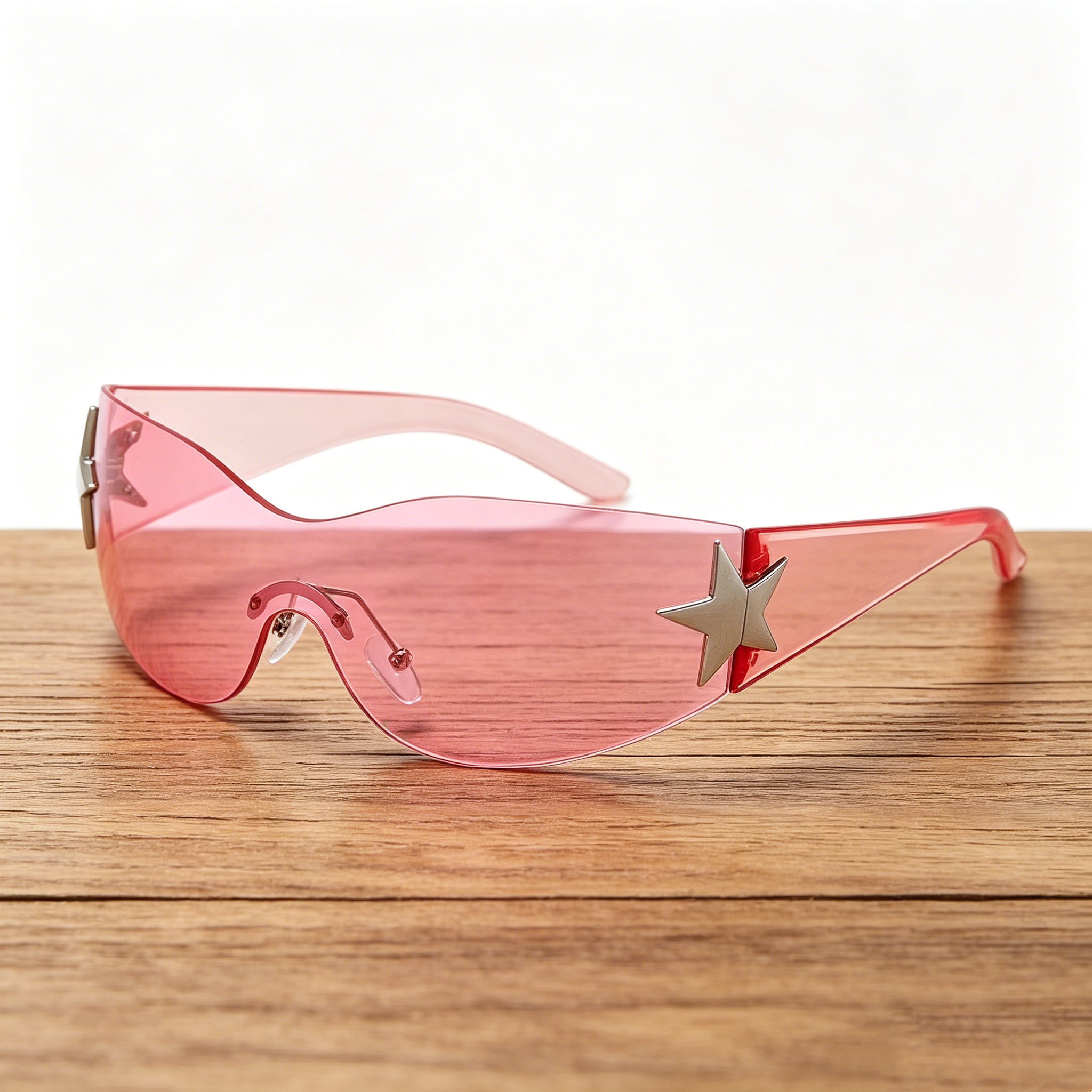Unisex One-Piece Pilot Sunglasses with Star-Shaped Lenses