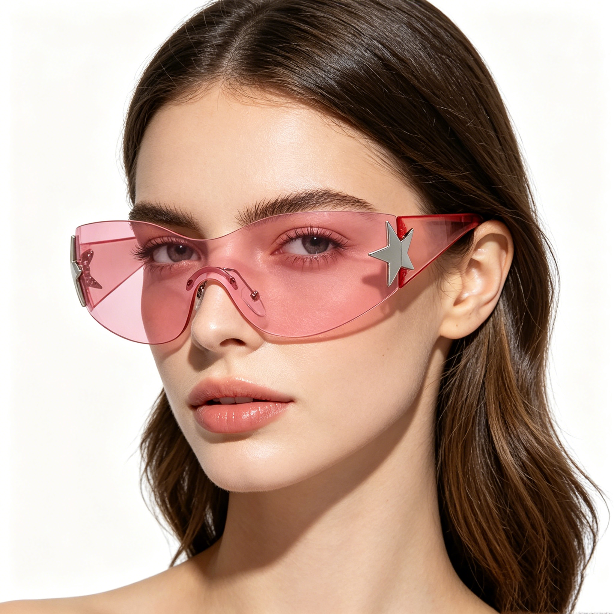 Unisex One-Piece Pilot Sunglasses with Star-Shaped Lenses