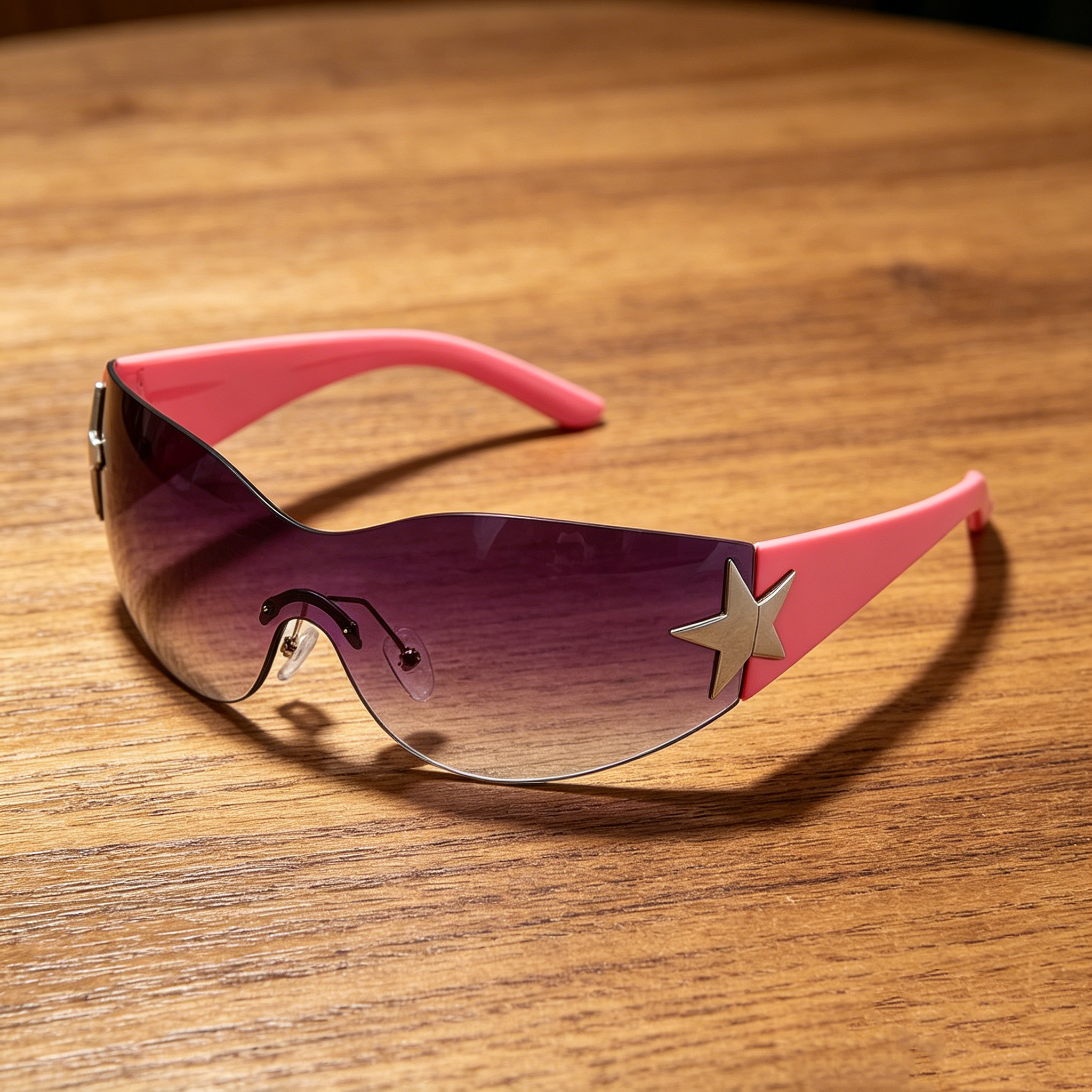 Unisex One-Piece Pilot Sunglasses with Star-Shaped Lenses