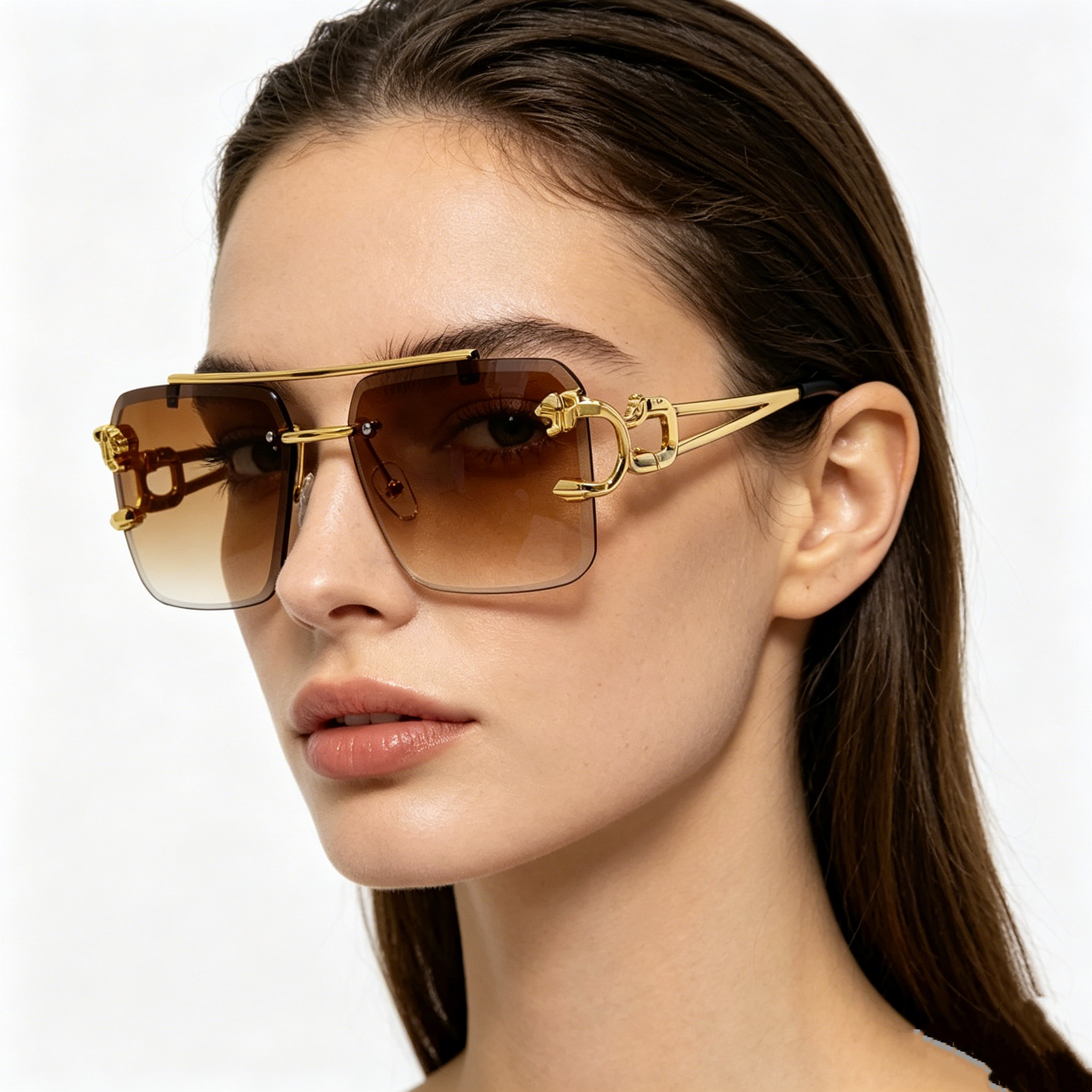 Double-Bridge Edge-Cut Cheetah Sunglasses: Stylish Sunglasses for Men and Women
