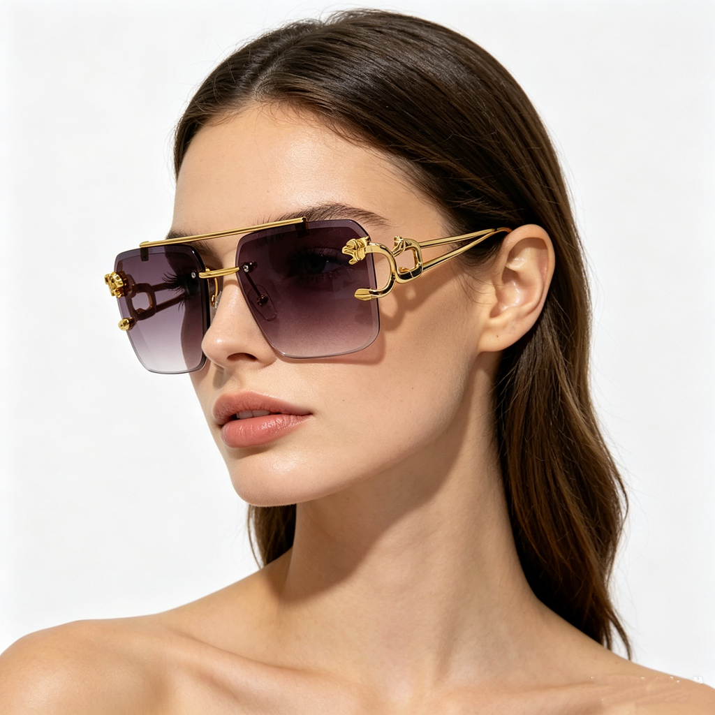 Double-Bridge Edge-Cut Cheetah Sunglasses: Stylish Sunglasses for Men and Women