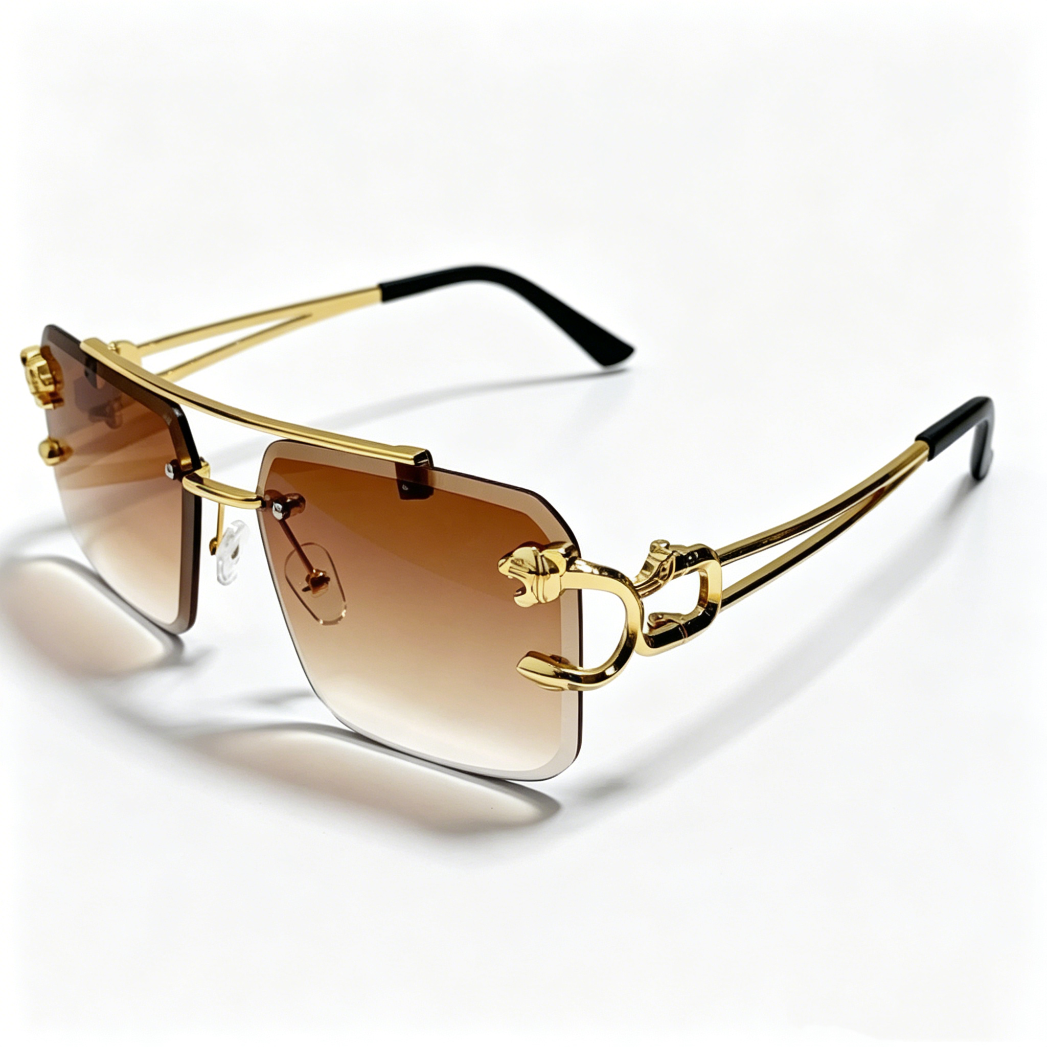 Double-Bridge Edge-Cut Cheetah Sunglasses: Stylish Sunglasses for Men and Women