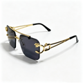 Double-Bridge Edge-Cut Cheetah Sunglasses: Stylish Sunglasses for Men and Women