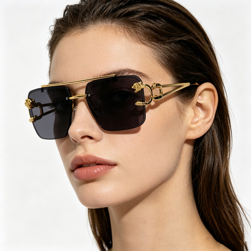 Double-Bridge Edge-Cut Cheetah Sunglasses: Stylish Sunglasses for Men and Women