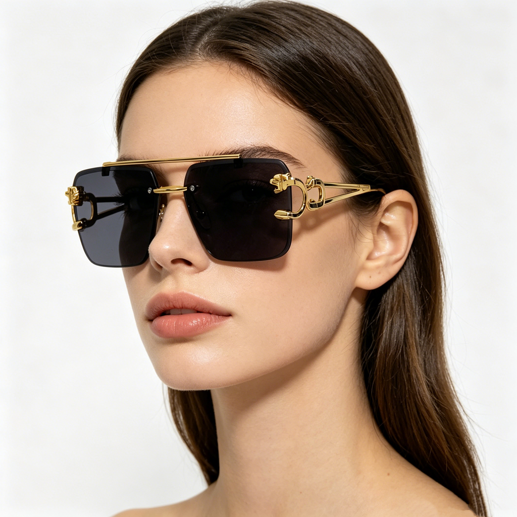 Double-Bridge Edge-Cut Cheetah Sunglasses: Stylish Sunglasses for Men and Women