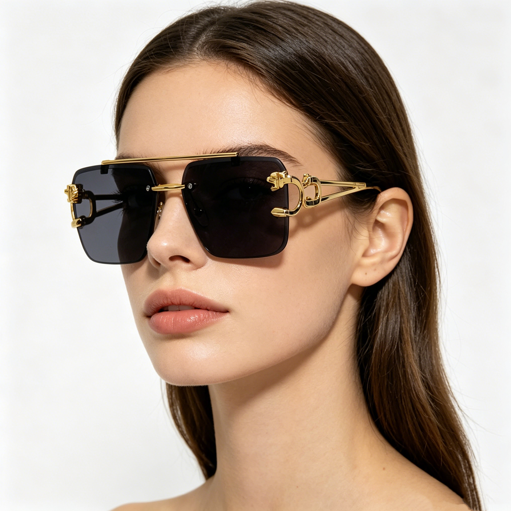 Double-Bridge Edge-Cut Cheetah Sunglasses: Stylish Sunglasses for Men and Women