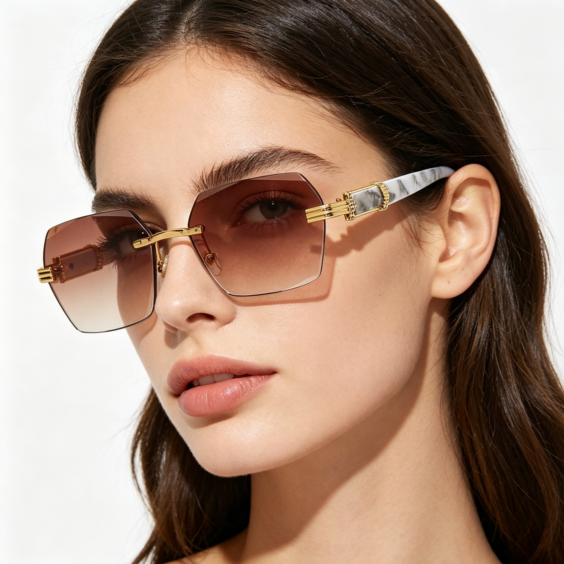 Women's Frameless Sunglasses with Gradient Lenses in Ocean Blue