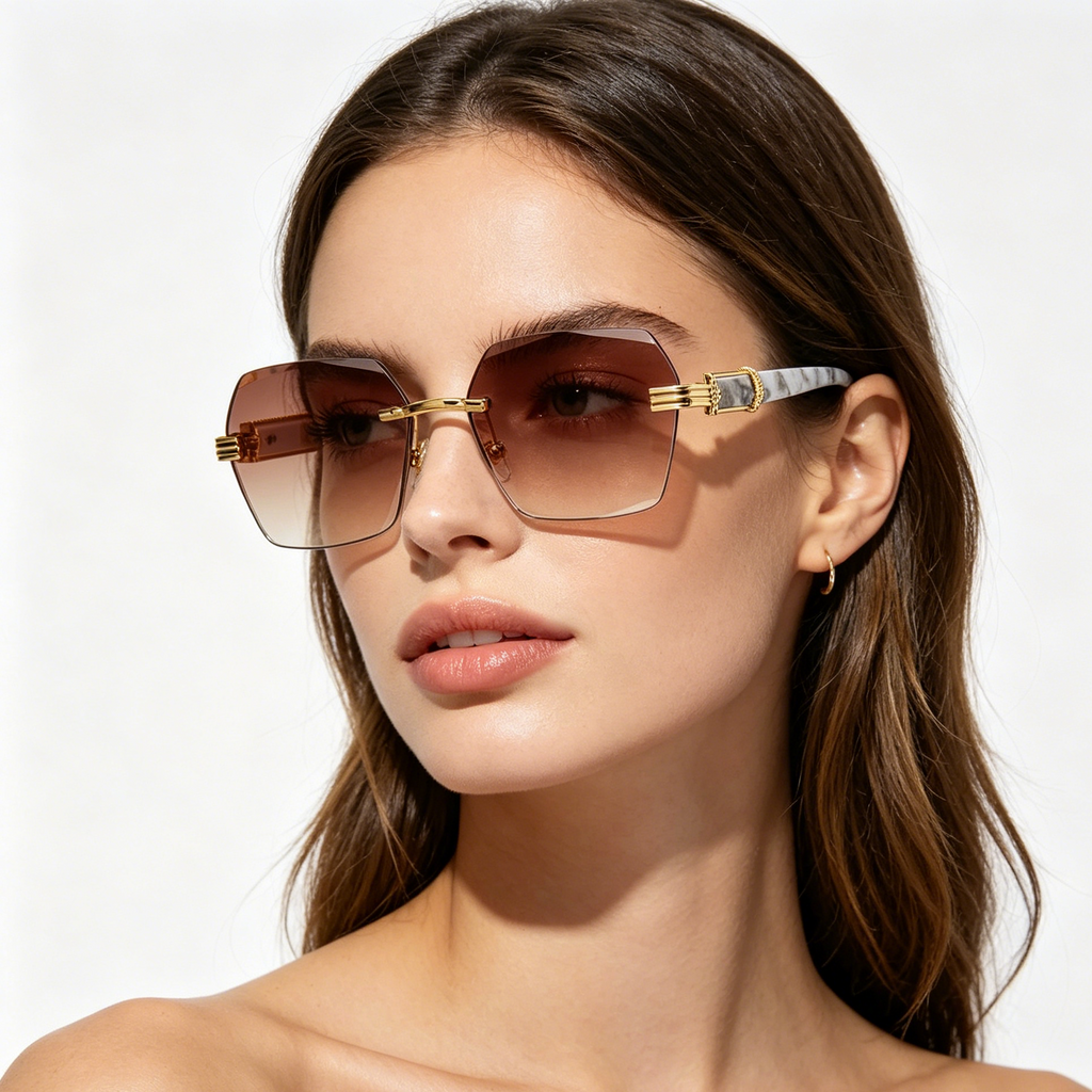 Women's Frameless Sunglasses with Gradient Lenses in Ocean Blue