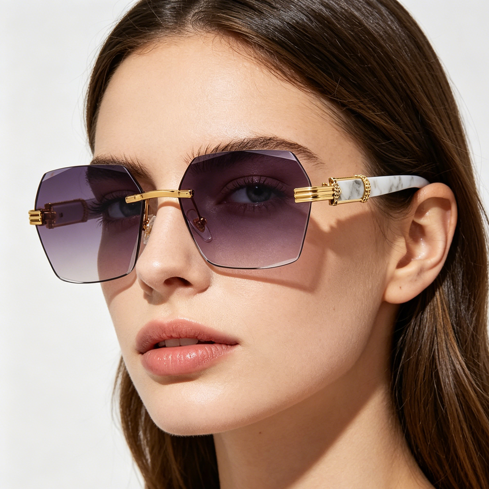 Women's Frameless Sunglasses with Gradient Lenses in Ocean Blue