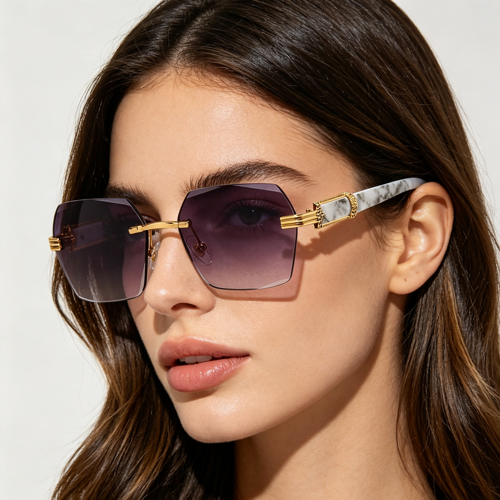 Women's Frameless Sunglasses with Gradient Lenses in Ocean Blue