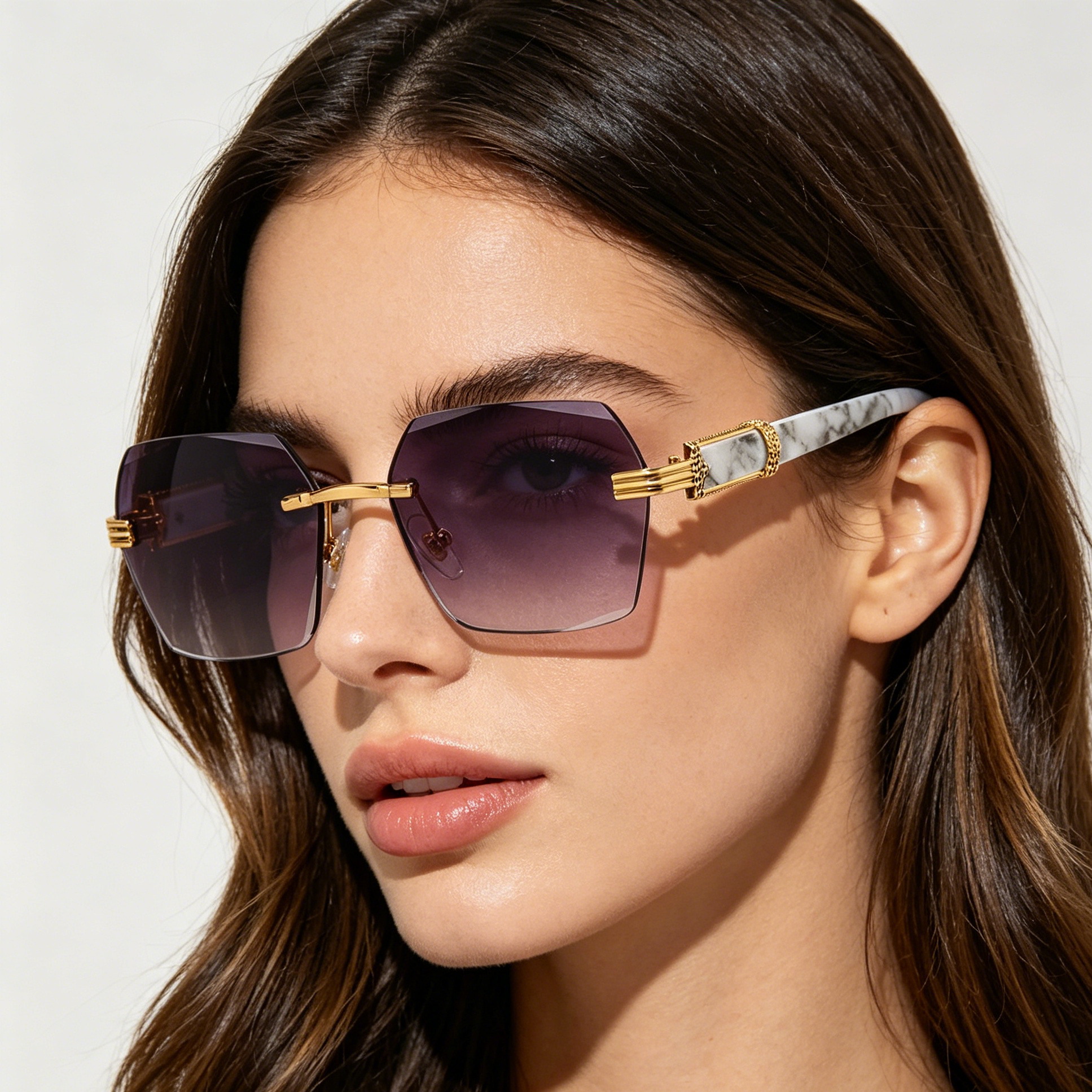 Women's Frameless Sunglasses with Gradient Lenses in Ocean Blue