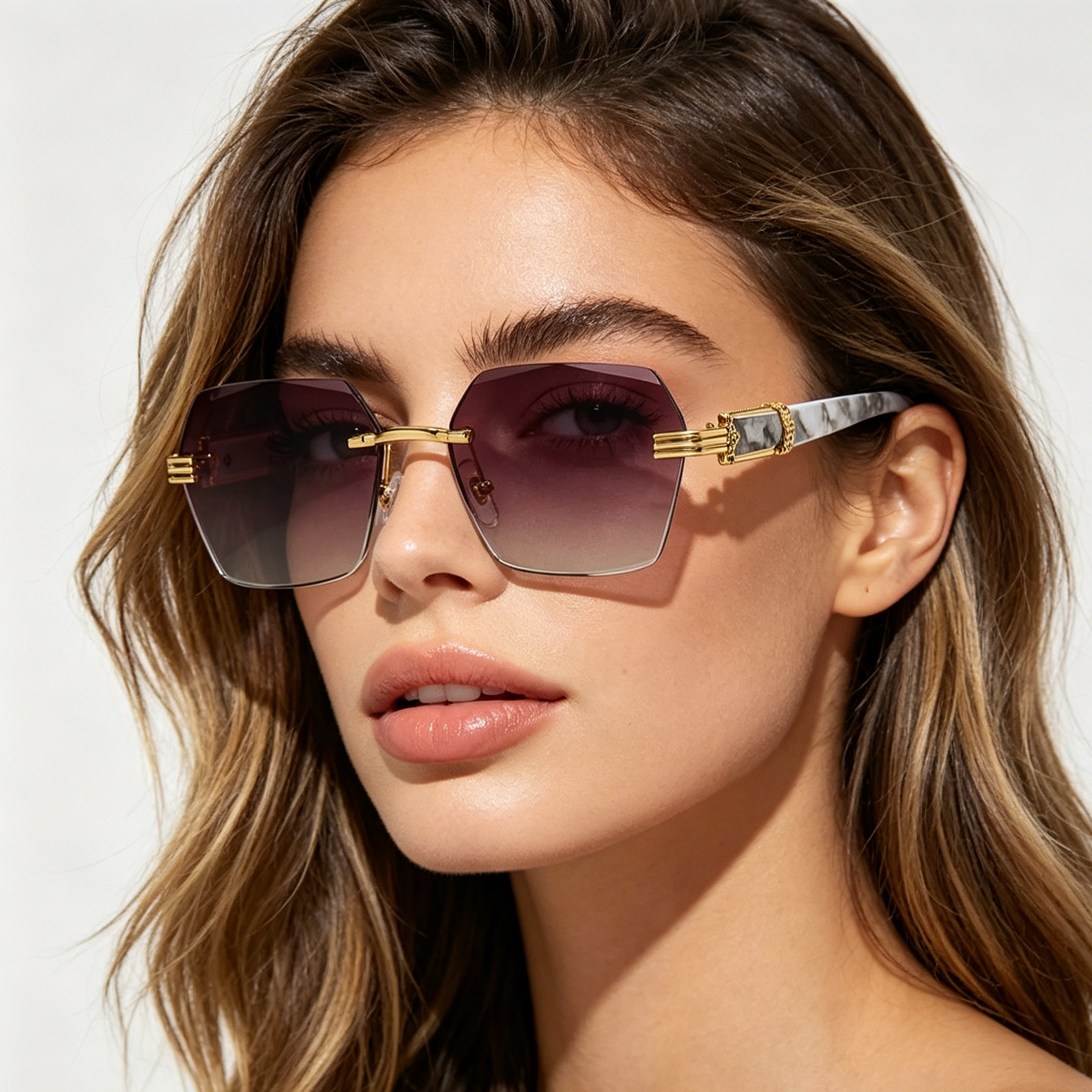 Women's Frameless Sunglasses with Gradient Lenses in Ocean Blue