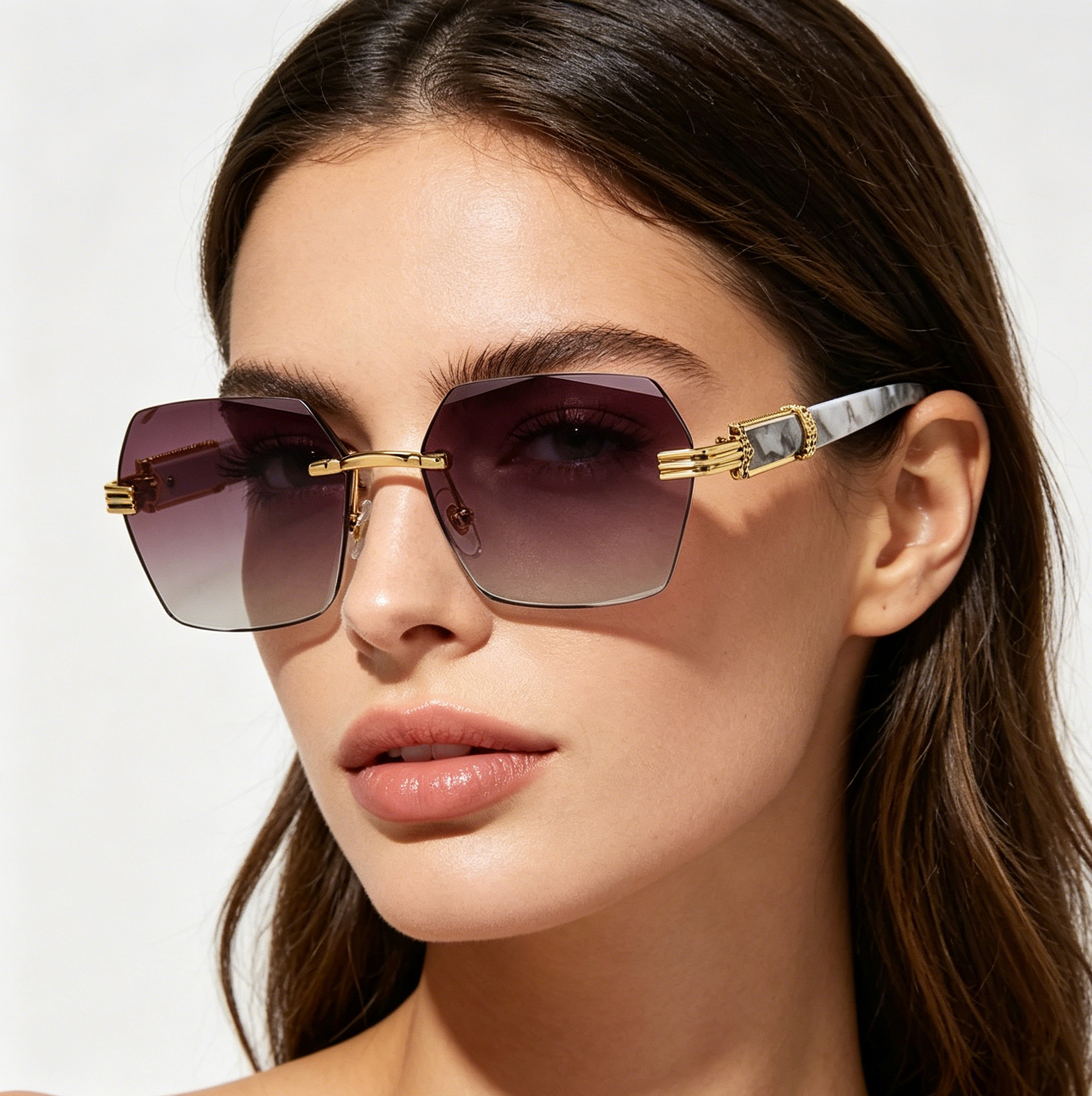 Women's Frameless Sunglasses with Gradient Lenses in Ocean Blue