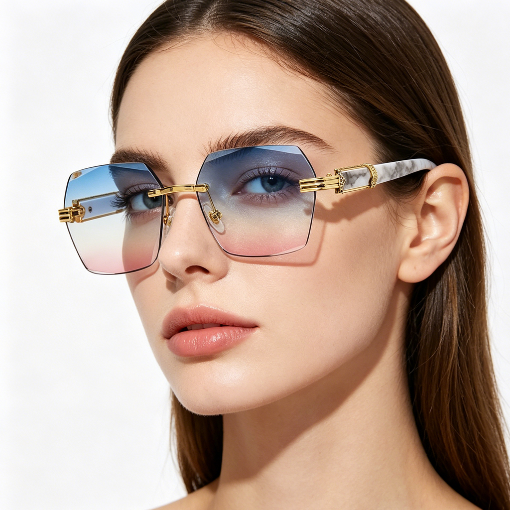 Women's Frameless Sunglasses with Gradient Lenses in Ocean Blue