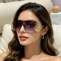 Rimless, edge-cut one-piece sunglasses with UV protection