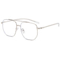 Women's Double-Bridge Blue Light Blocking Glasses with Large Metal Frames (Plain Lenses) / Men's Prescription Glasses Frames