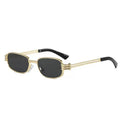 Square-Frame Punk Metal Sunglasses for Men and Women with Openwork Temples